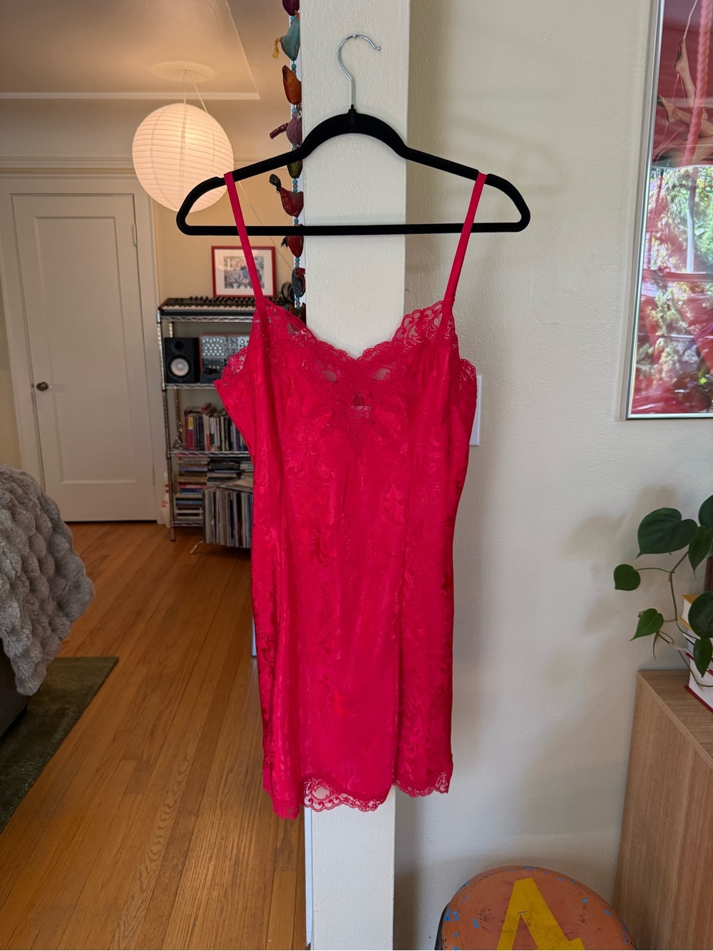 Vintage 90s Red Satin Victorias Secret Slip